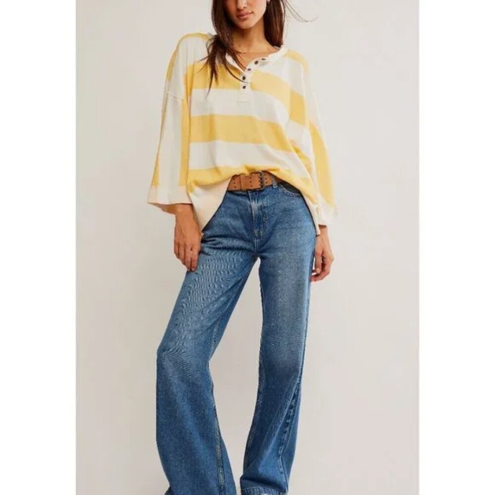 Free People Wonderful Tee / Yellow Combo NWT - (S)